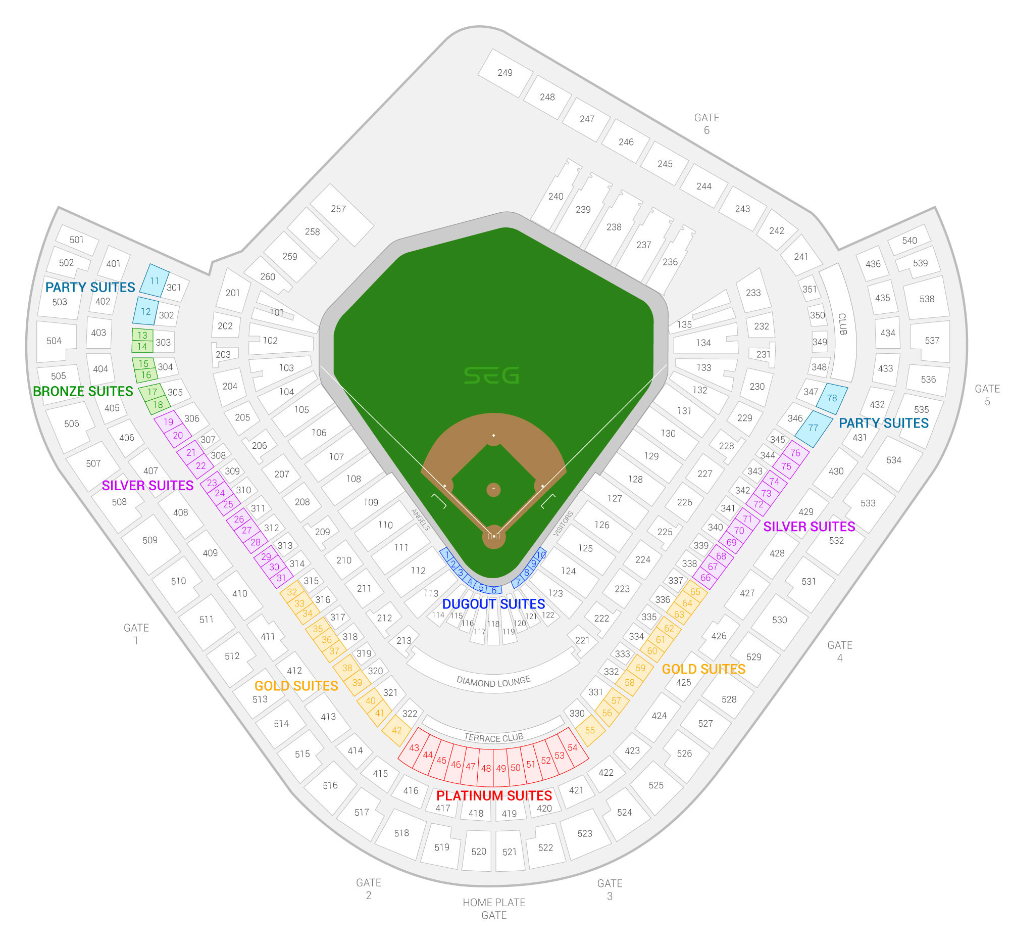 Angel Stadium Of Anaheim Seating Plan Seating Plans Of Sport Arenas Around The World