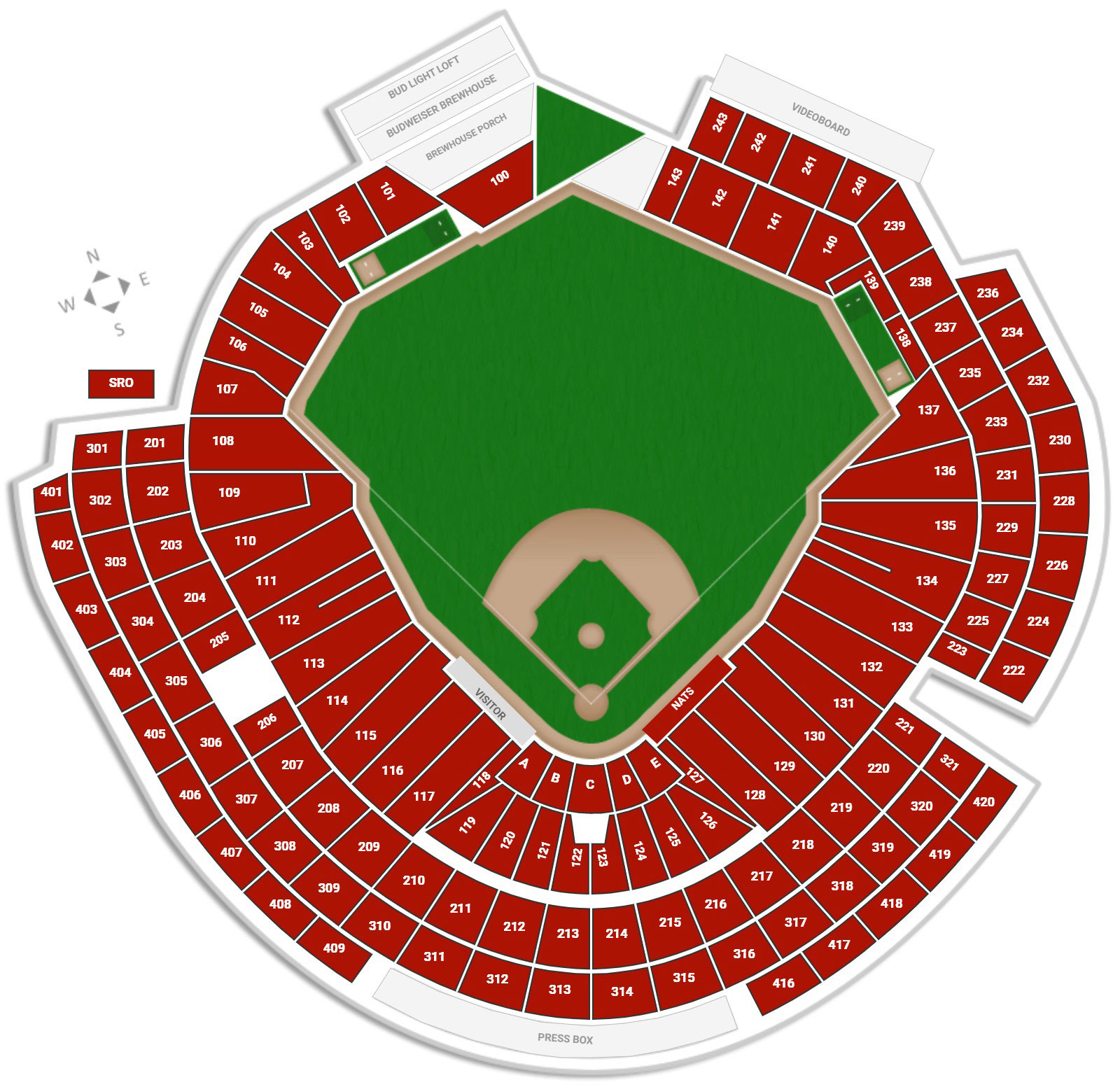 Nationals Park Seating Plan Seating Plans Of Sport Arenas Around The World