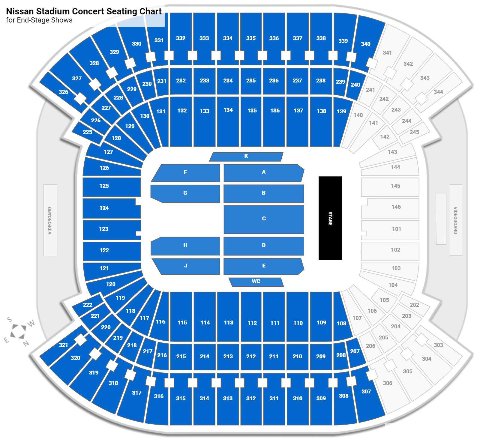 Nissan Stadium seating plan