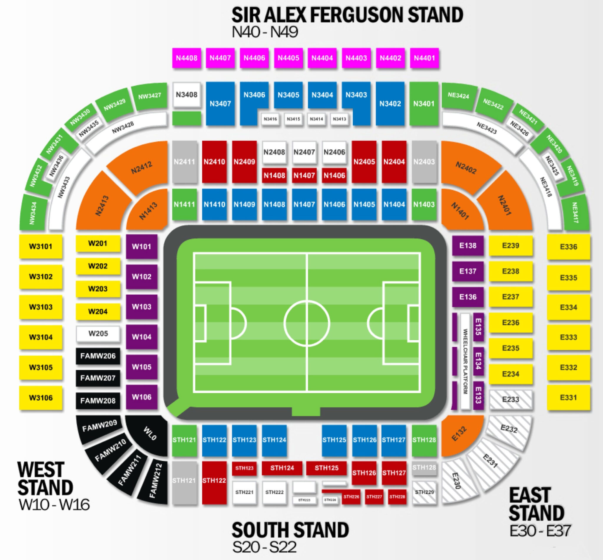 Old Trafford Seat Plan Seating plans of Sport arenas around the World