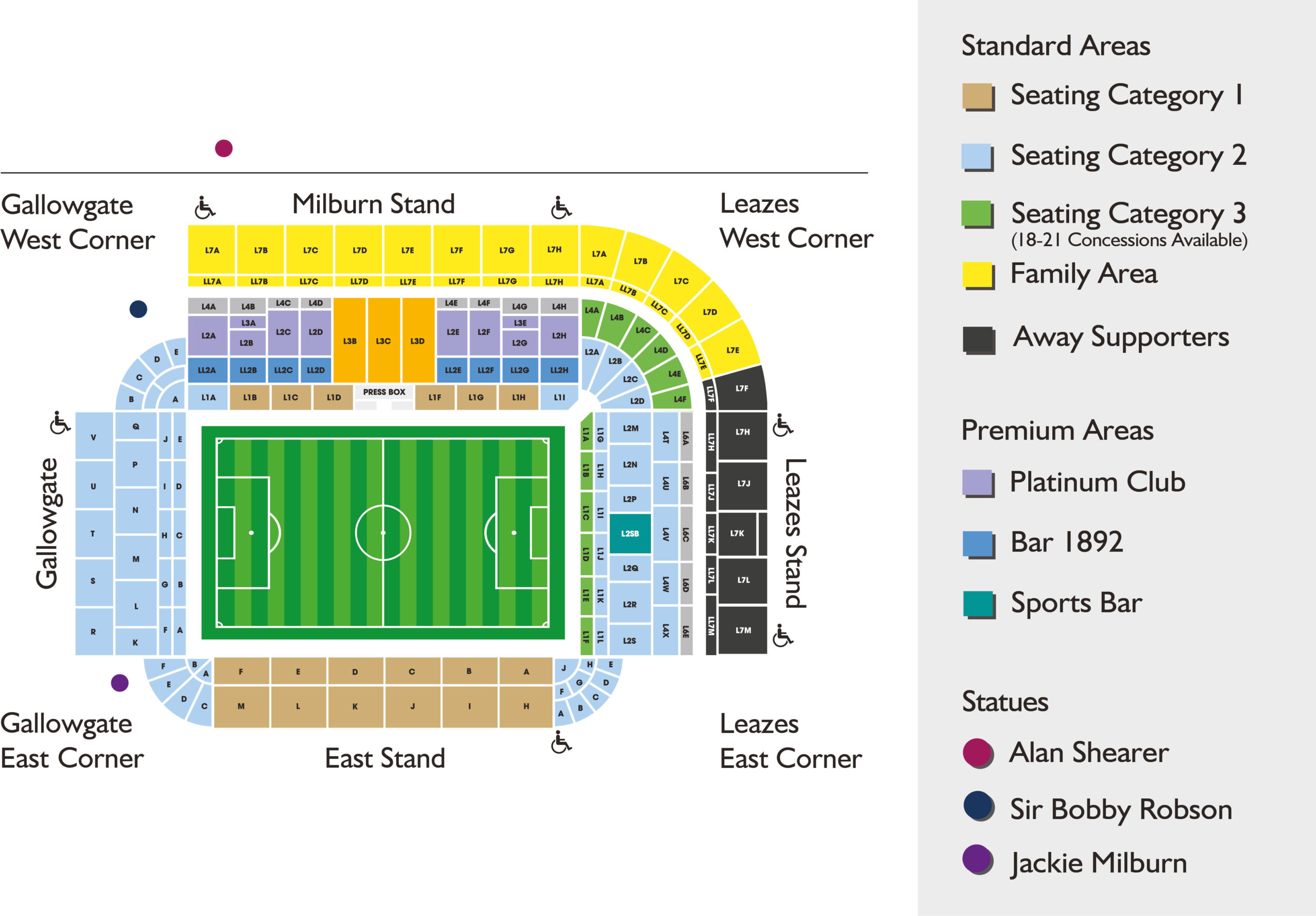 St James' Park seating plan