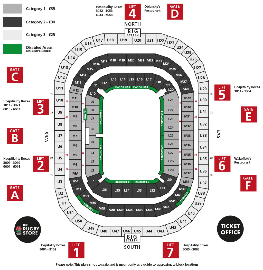 Twickenham Stadium seating plan