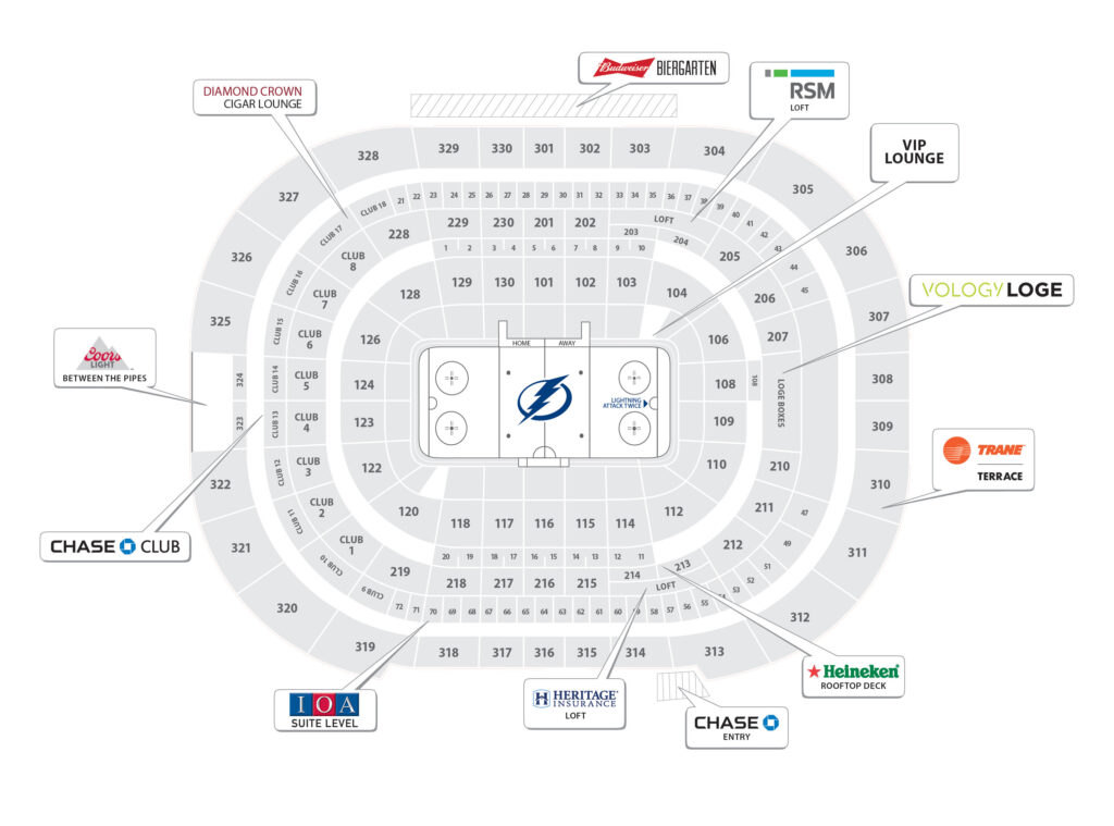 Amalie Arena Seating Plan - Seating plans of Sport arenas around the World