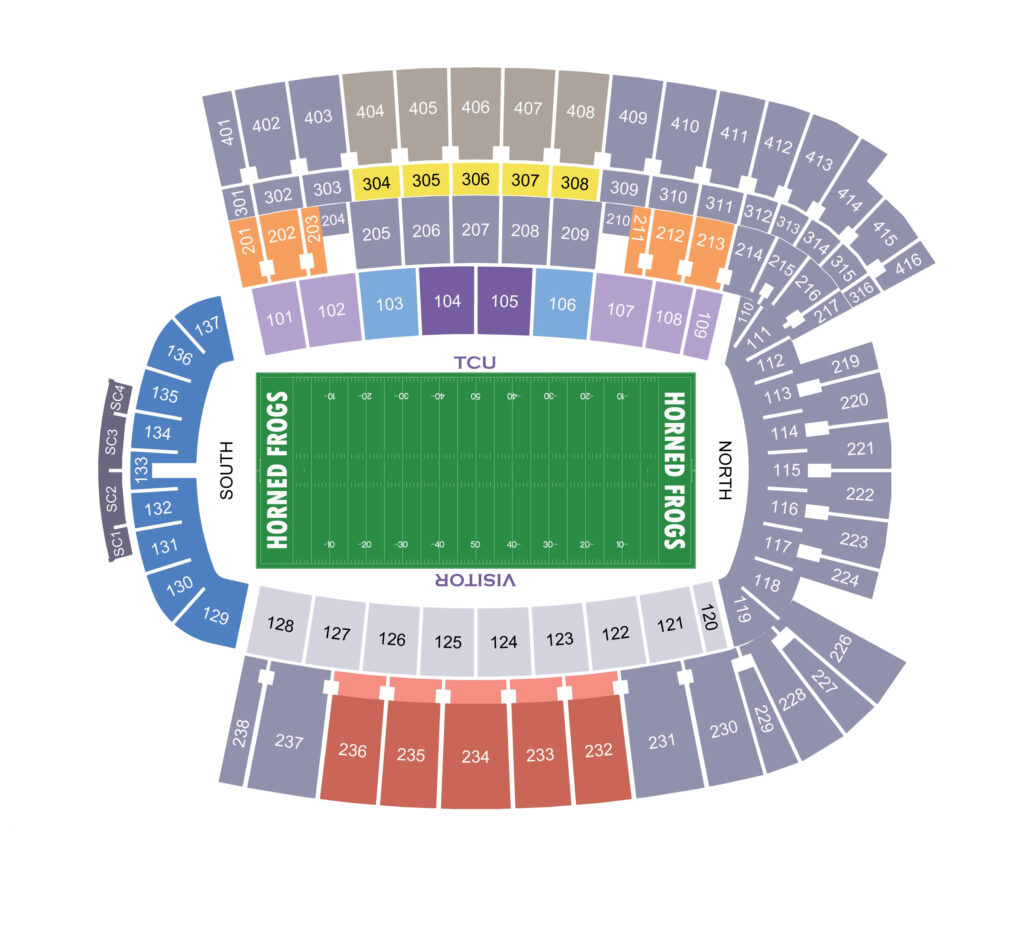 Amon G. Carter Stadium Seating Plan Seating plans of Sport arenas