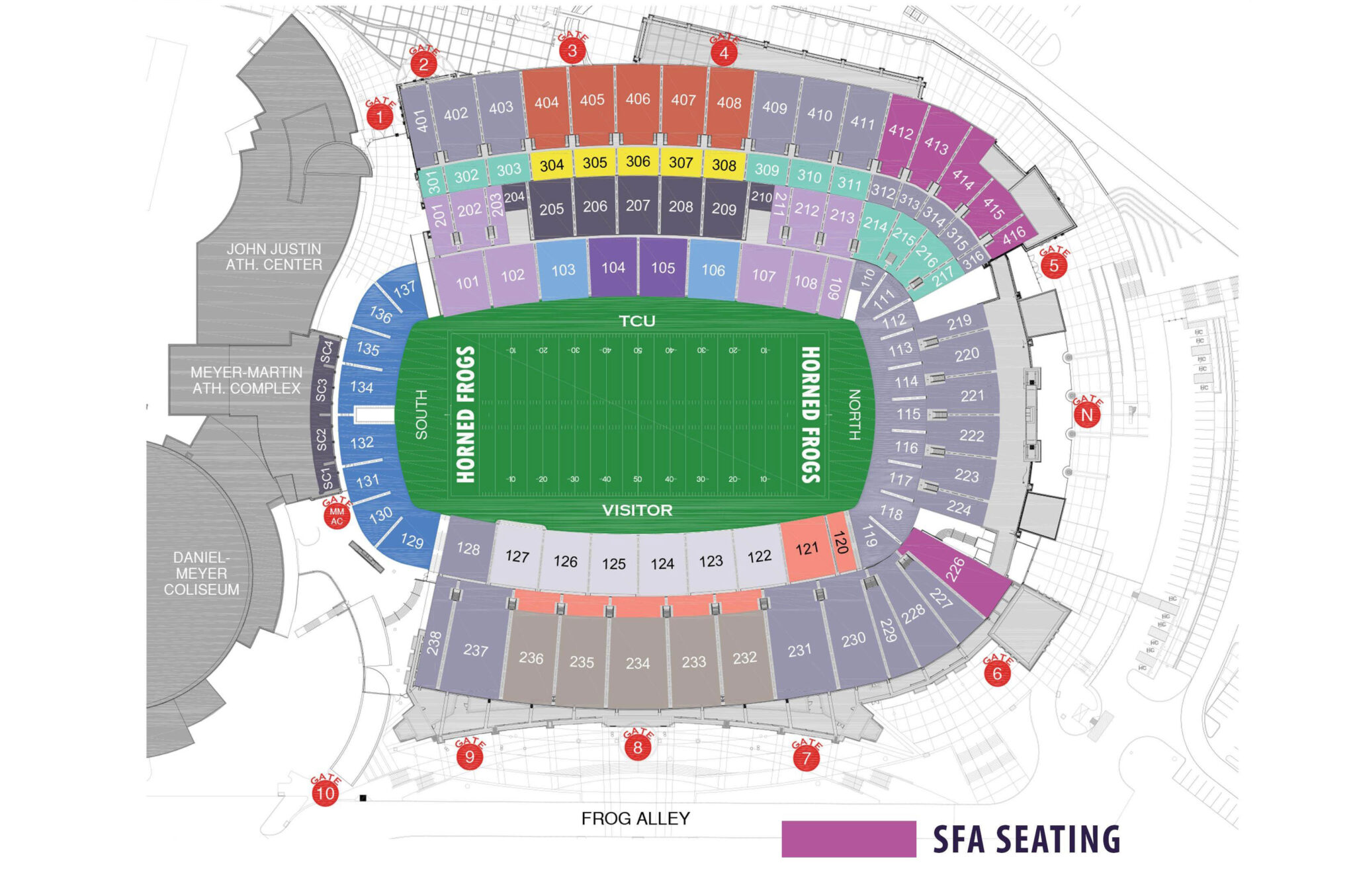 Amon G. Carter Stadium Seating Plan Seating plans of Sport arenas