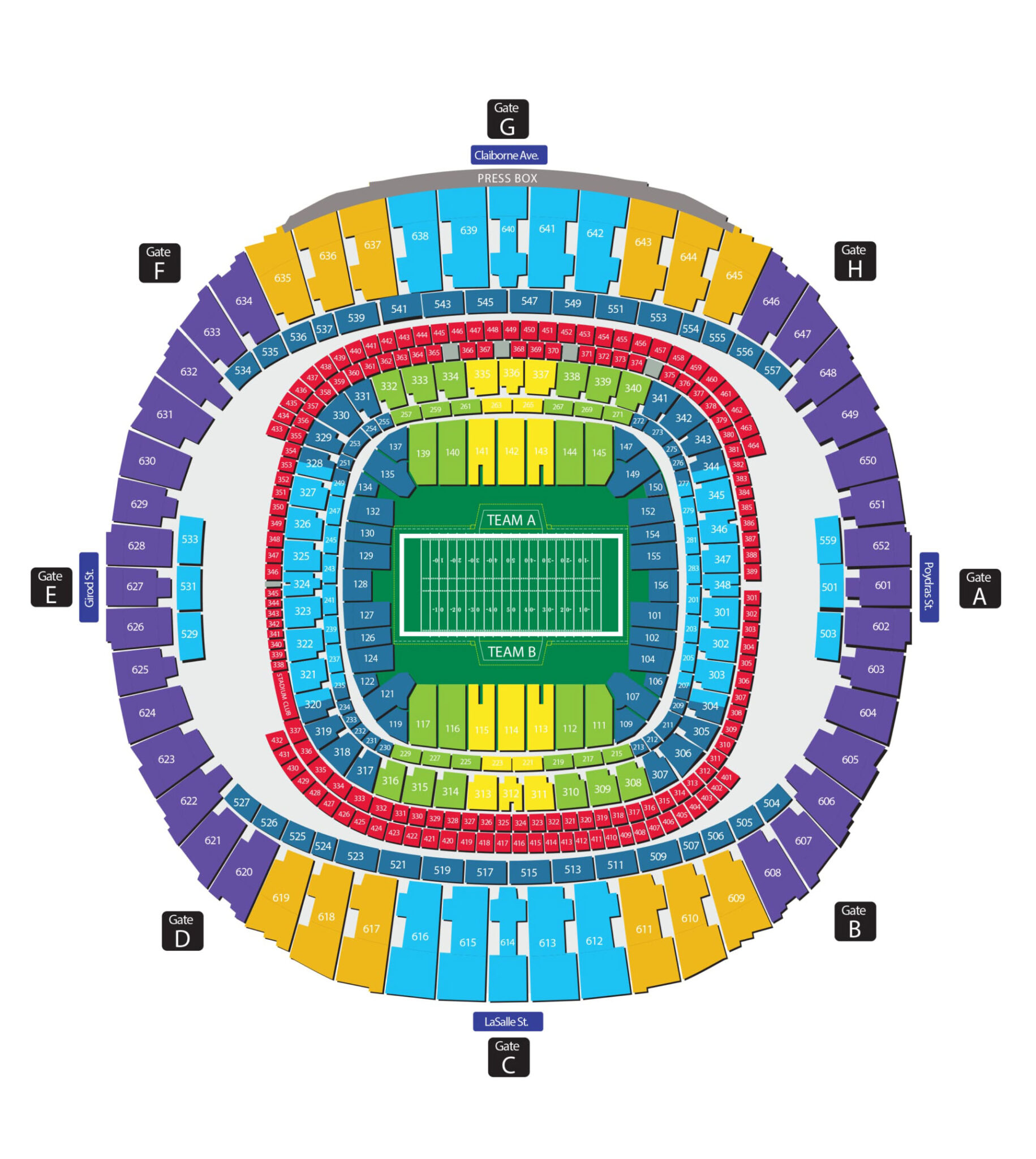 MercedesBenz Superdome Seating Plan Seating plans of Sport arenas