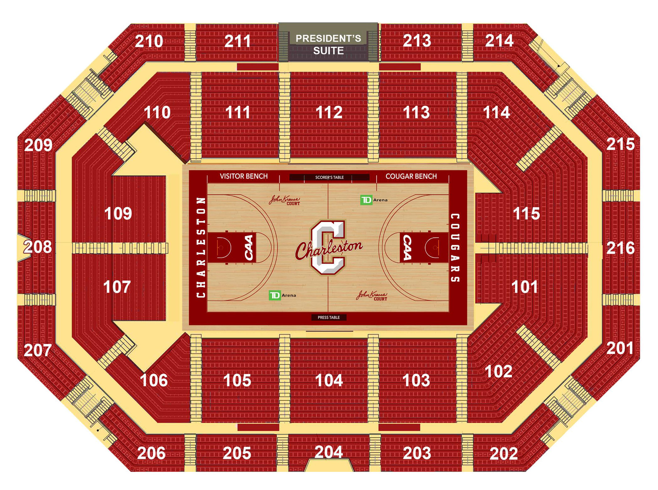 TD Arena seating plan