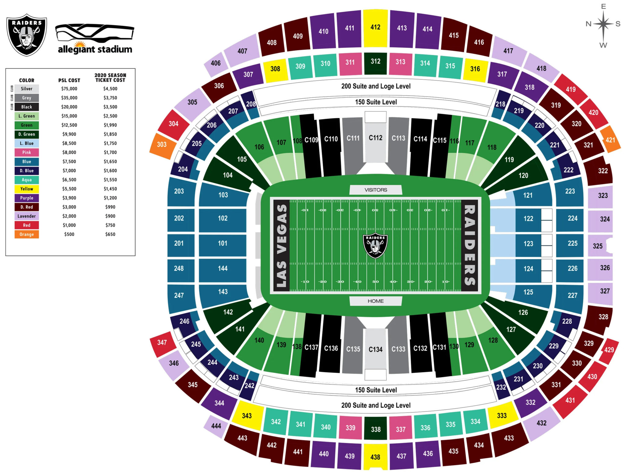 Allegiant Stadium Seating Plan Seating plans of Sport arenas around