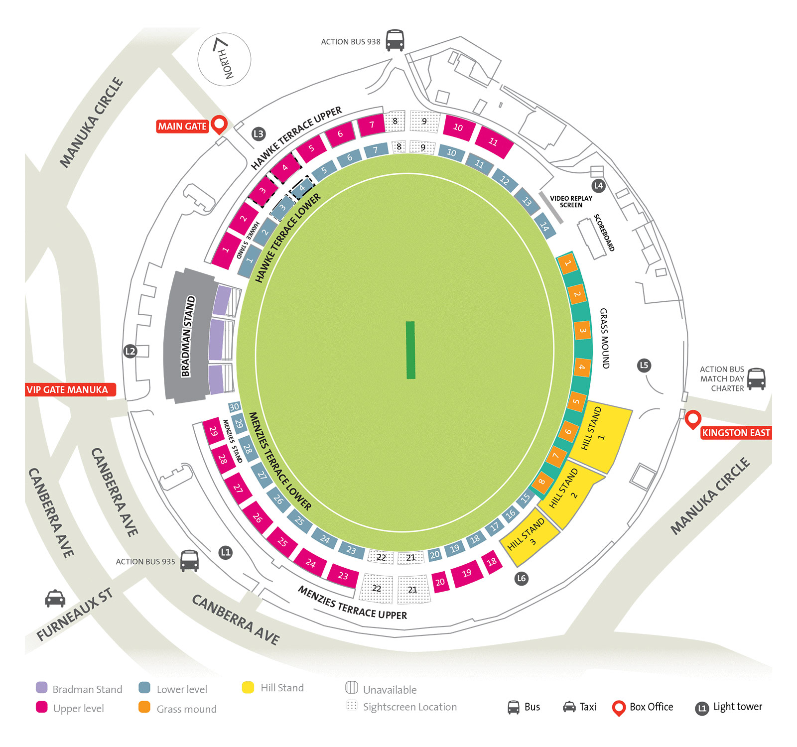 Manuka Oval seating plan