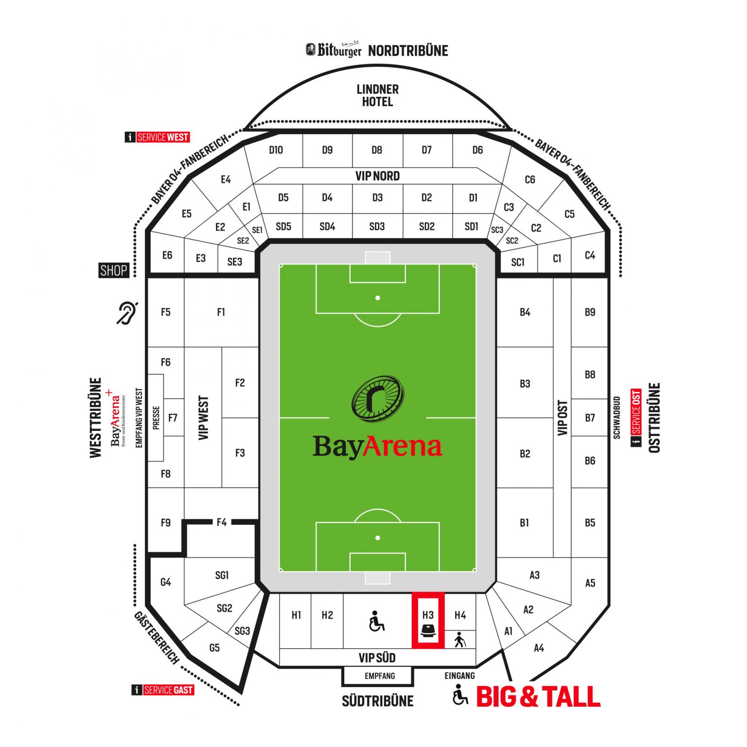 BayArena Seating Chart - Seating Plans Of Sport Arenas Around The World