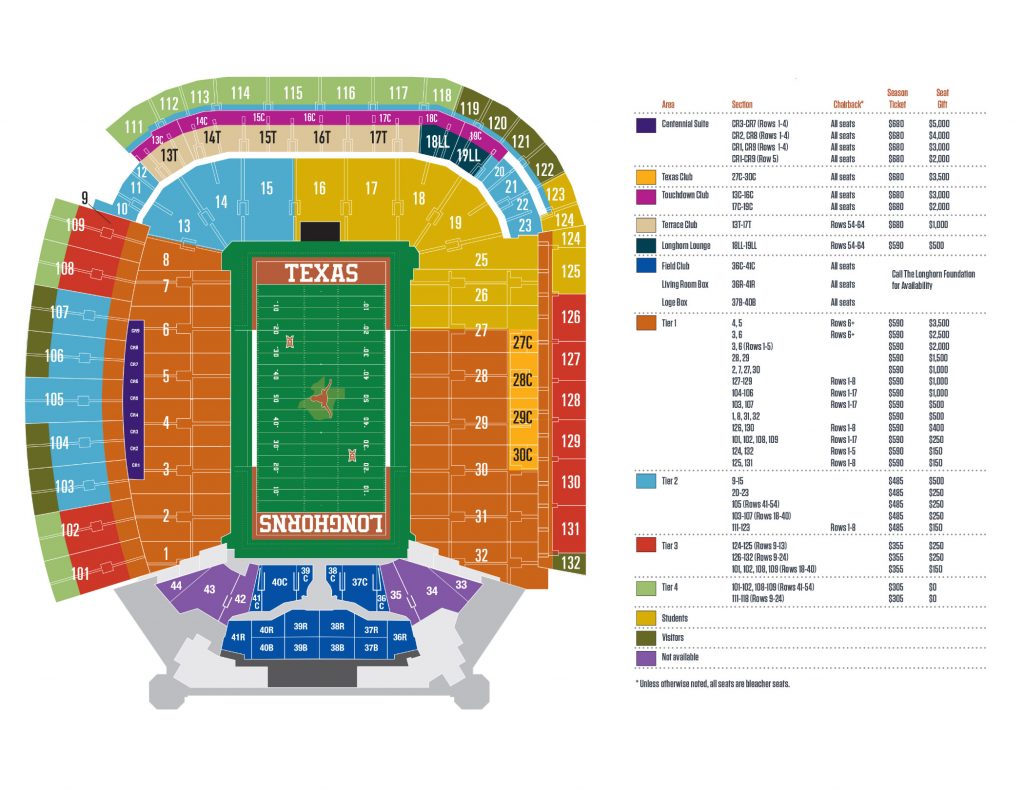 Darrell K RoyalTexas Memorial Stadium Seating Chart Seating plans of